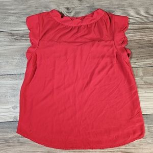 Monteau Red Scalloped Short Sleeve Blouse